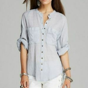 Free People Chambray Shirt With Back Lace